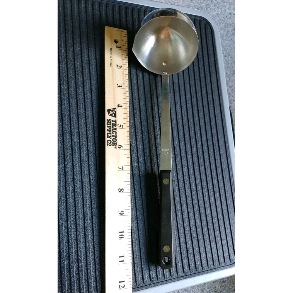 Vintage Flint Arrowhead Ladle Stainless Steel Riveted Black Composite Handle USA